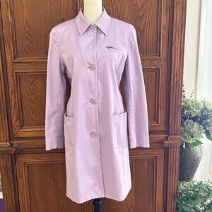 Josephine Chaus Trench Coat Long Blazer/Jacket Lavender Purple Lilac Size 10